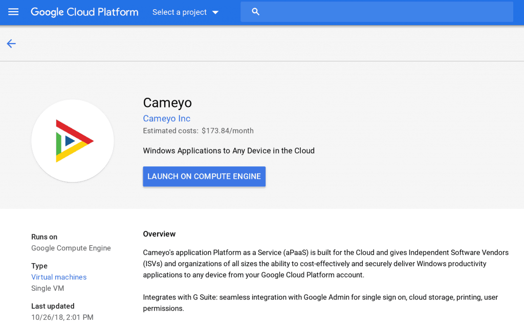 Cameyo Application for Google Cloud Platform Marketplace Available Now