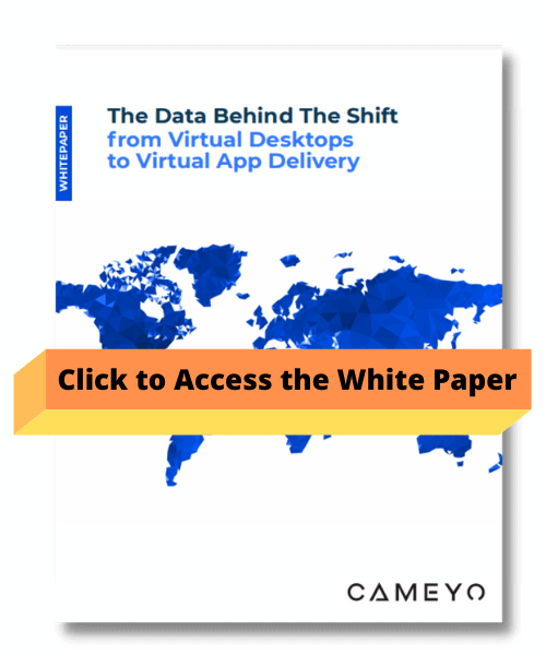 Image of the cover of a Cameyo white paper with an orange download button on it