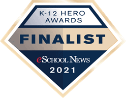 Shield shaped logo for the eSchool News K-12 Hero Awards