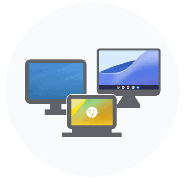 Illustration of a Mac device migrating to a Chrome OS device with Chrome OS Flex