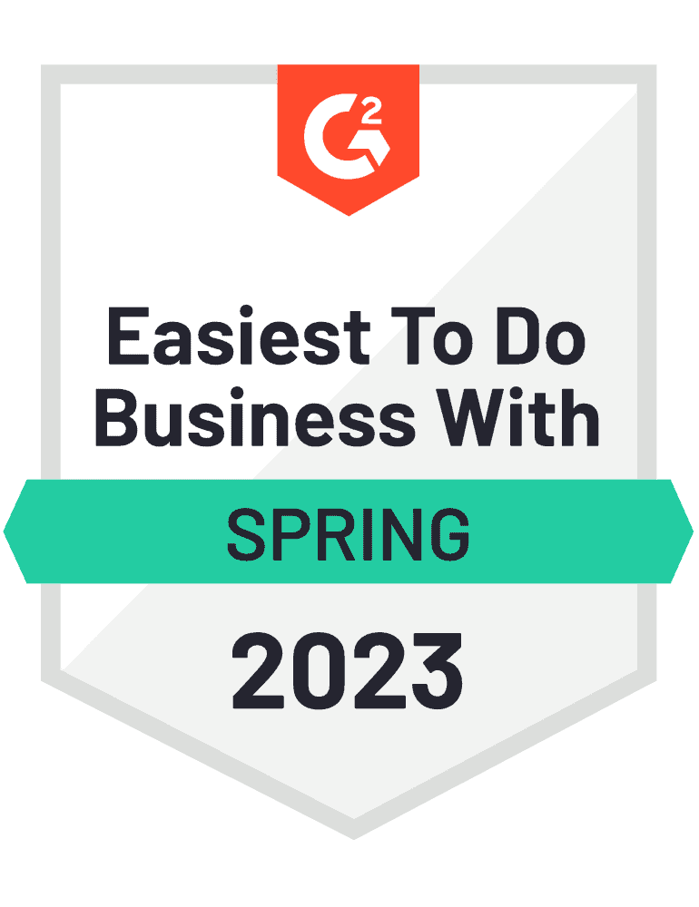 G2 bade for Users Most Likely to Recommend Spring 2023