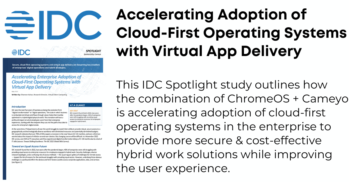 Thumbnail of an IDC analyst report on ChromeOS and Cameyo